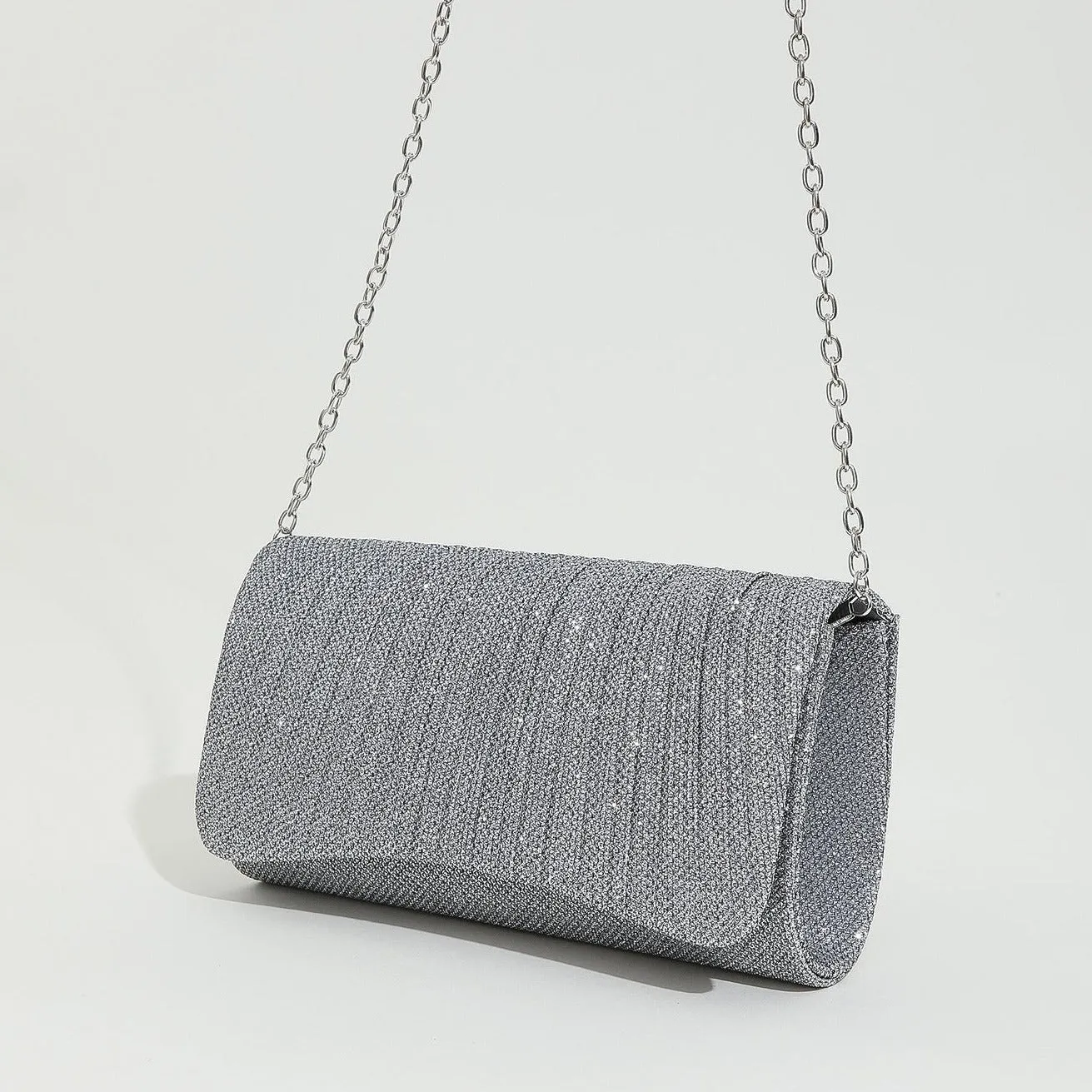 Shiny Pleated Crossbody Evening Bag