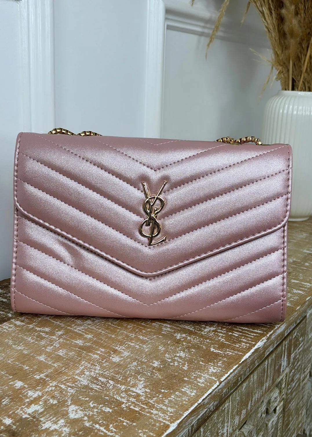 Sia Pearl Pink Quilted Bag