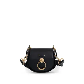 Small Tess Bag in Shiny & Suede Calfskin in Black