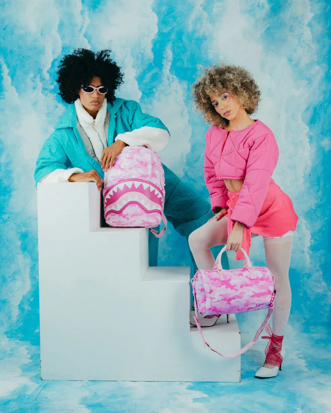 Sprayground Pink Camo Faux Fur DLXSV Backpack
