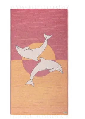 Sunset Dolphins Sand Cloud Towel