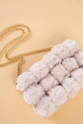 Super Soft Ivory Faux Fur Cushion Crossbody Bag /3 Bags