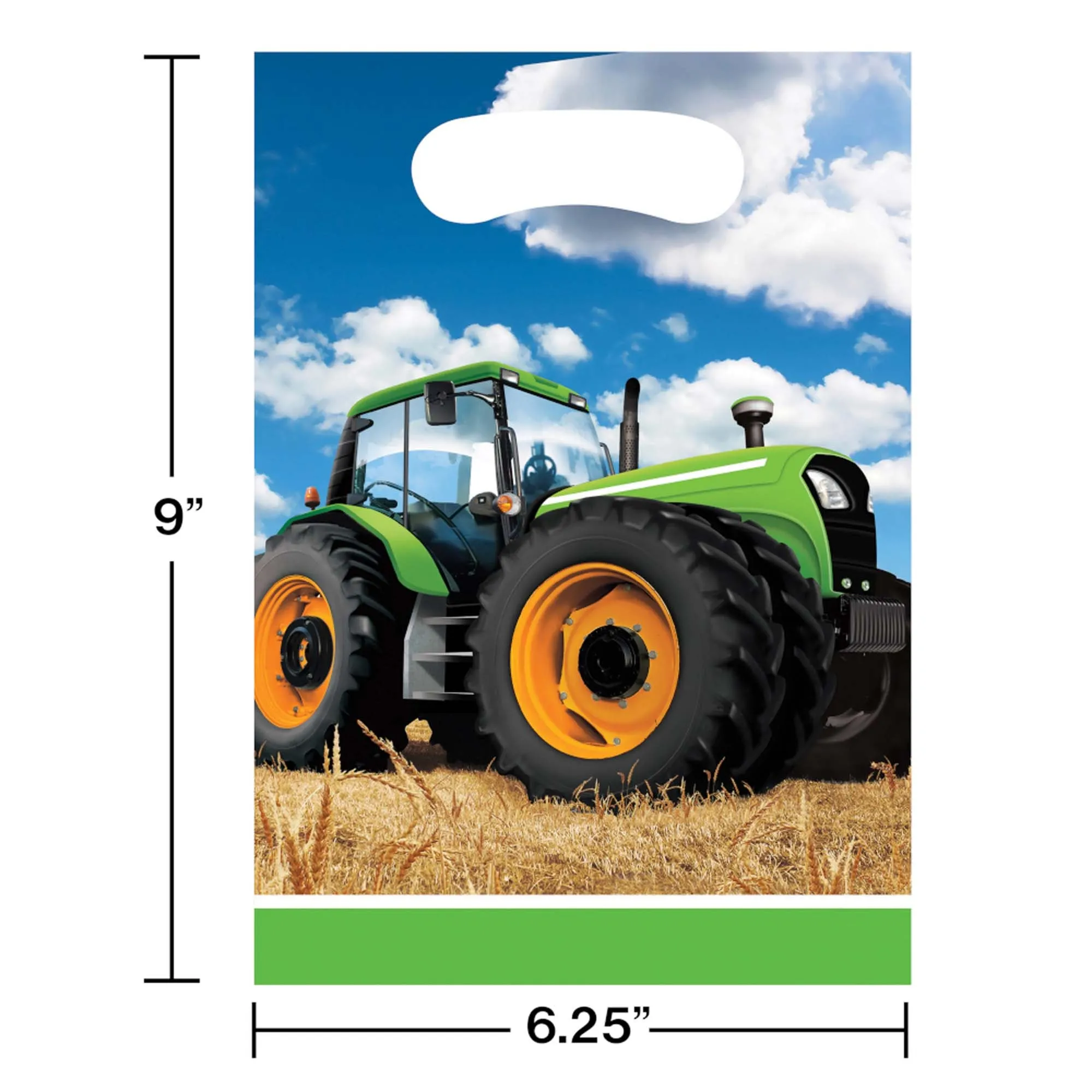 Tractor Time Printed Plastic Favour Bags, 8 Count