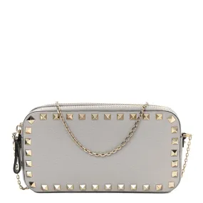 Valentino Pebbled Leather Rockstud Crossbody Bag