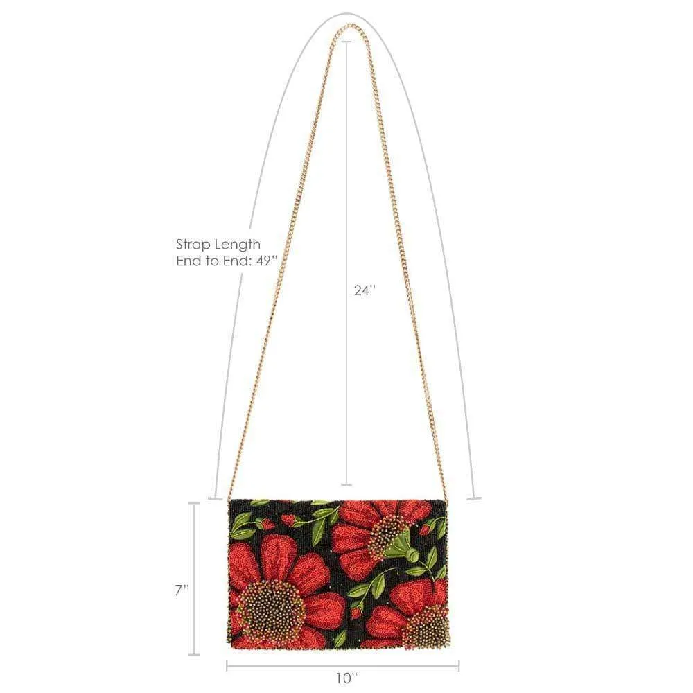 Wallflower Beaded Crossbody Clutch Handbag