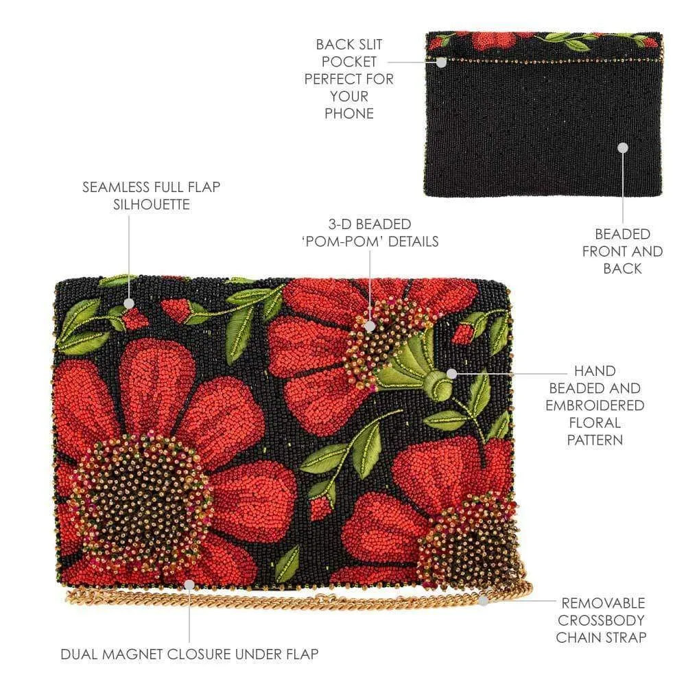 Wallflower Beaded Crossbody Clutch Handbag