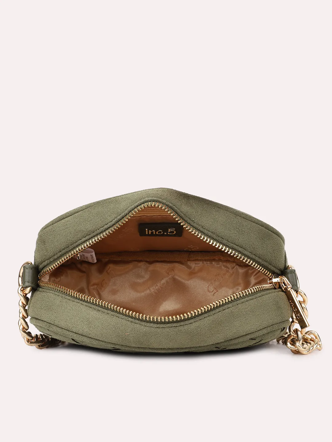 Womens Green Textured Sling Bag