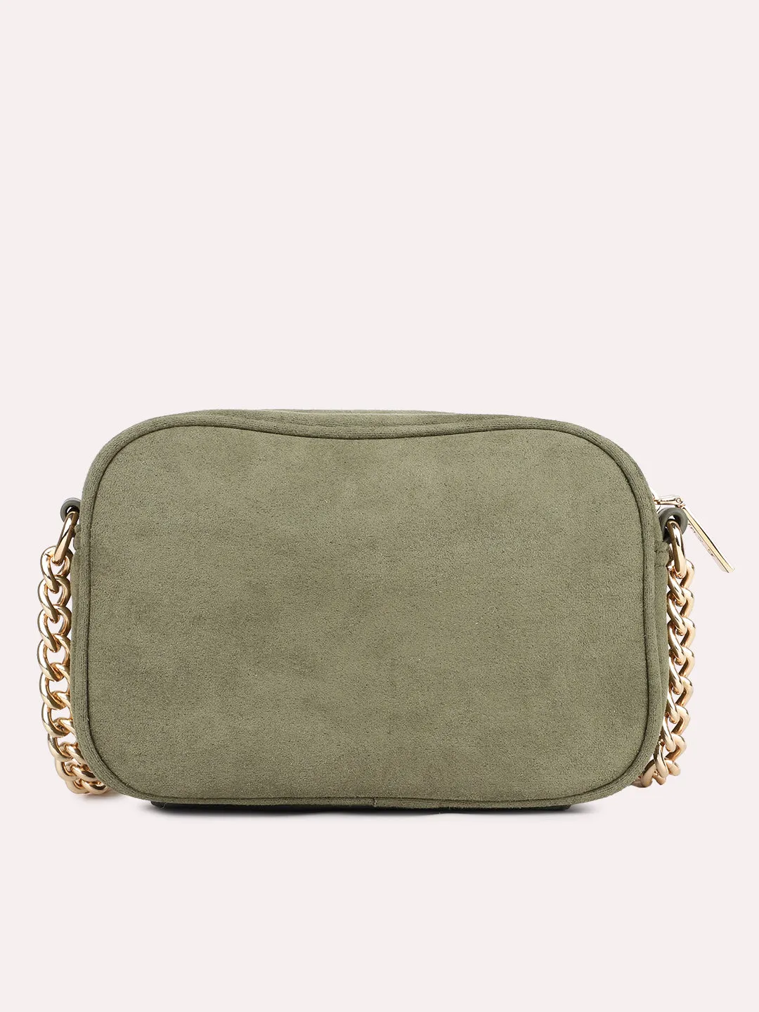 Womens Green Textured Sling Bag