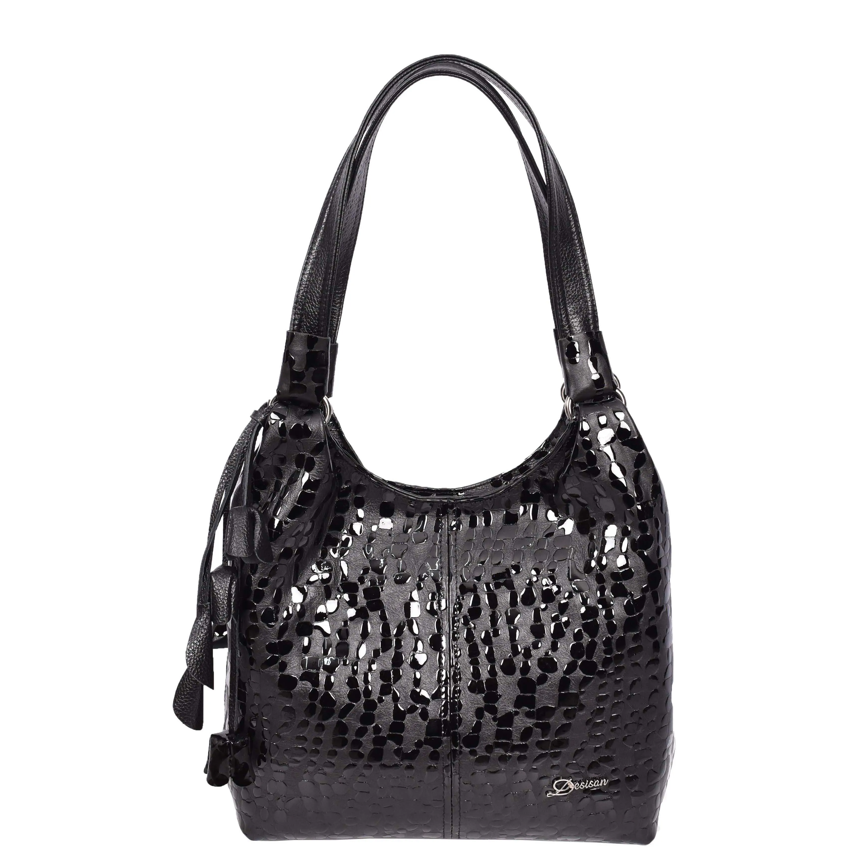 Women's Real Leather Croc-print Shoulder Bag Zip Opening Large Hobo Handbag Kimberly Black